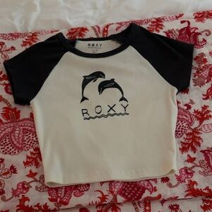 Roxy Black and Cream Women Tee